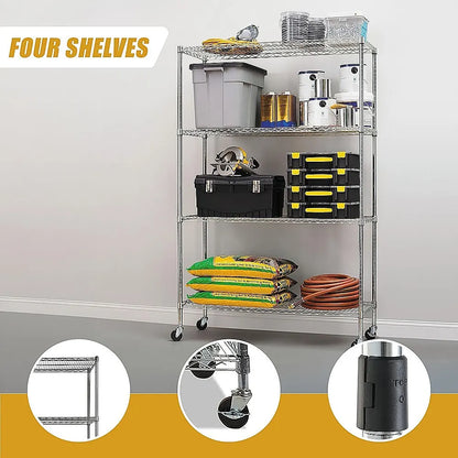 Modular Wire Storage 120x60cm Steel Shelving Chrome With Wheels For Garage Warehouse Or Kitchen Organisation - Image 7
