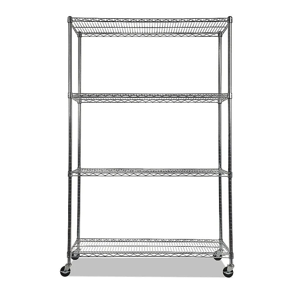 Modular Wire Storage 120x60cm Steel Shelving Chrome With Wheels For Garage Warehouse Or Kitchen Organisation - Image 4