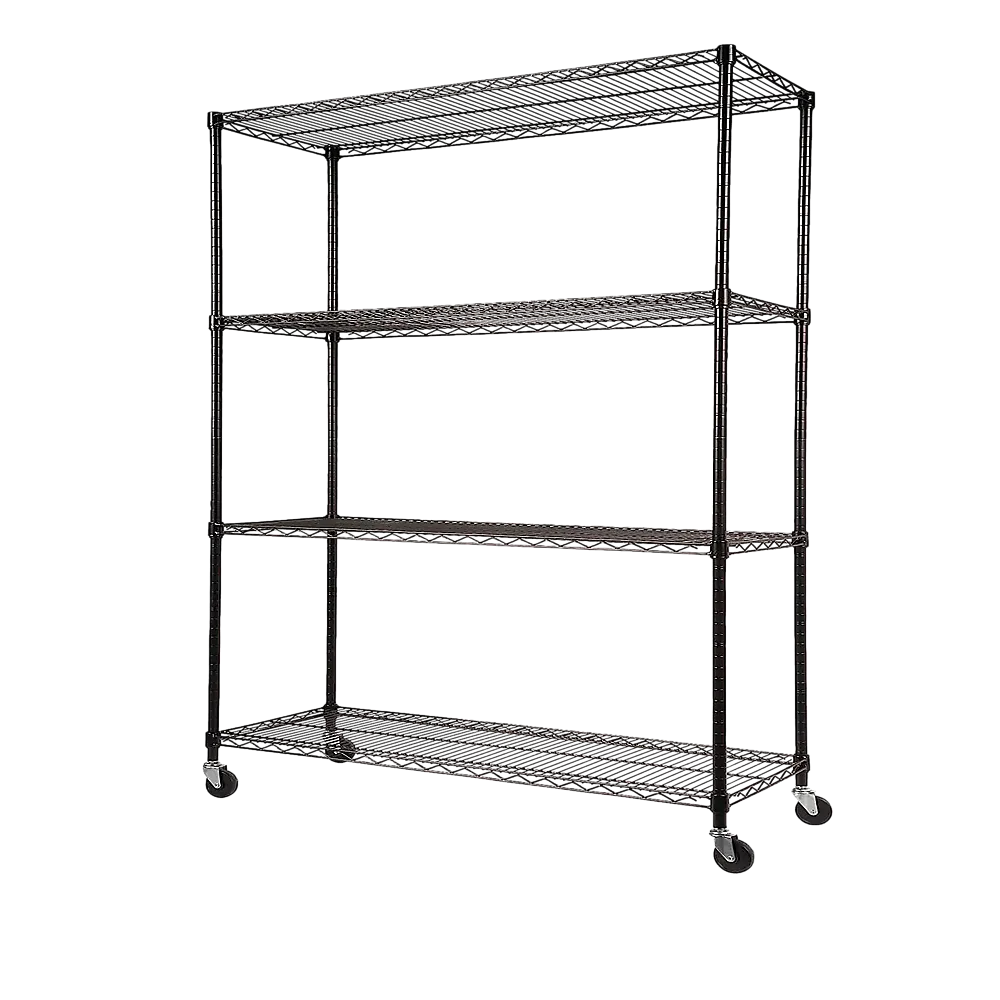 Modular Wire Storage 120x60cm Steel Shelving Black With Wheels For Garage Warehouse Or Kitchen Organisation