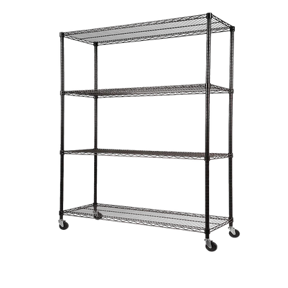 Modular Wire Storage 120x60cm Steel Shelving Black With Wheels For Garage Warehouse Or Kitchen Organisation