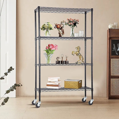 Modular Wire Storage 120x60cm Steel Shelving Black With Wheels For Garage Warehouse Or Kitchen Organisation - Image 2