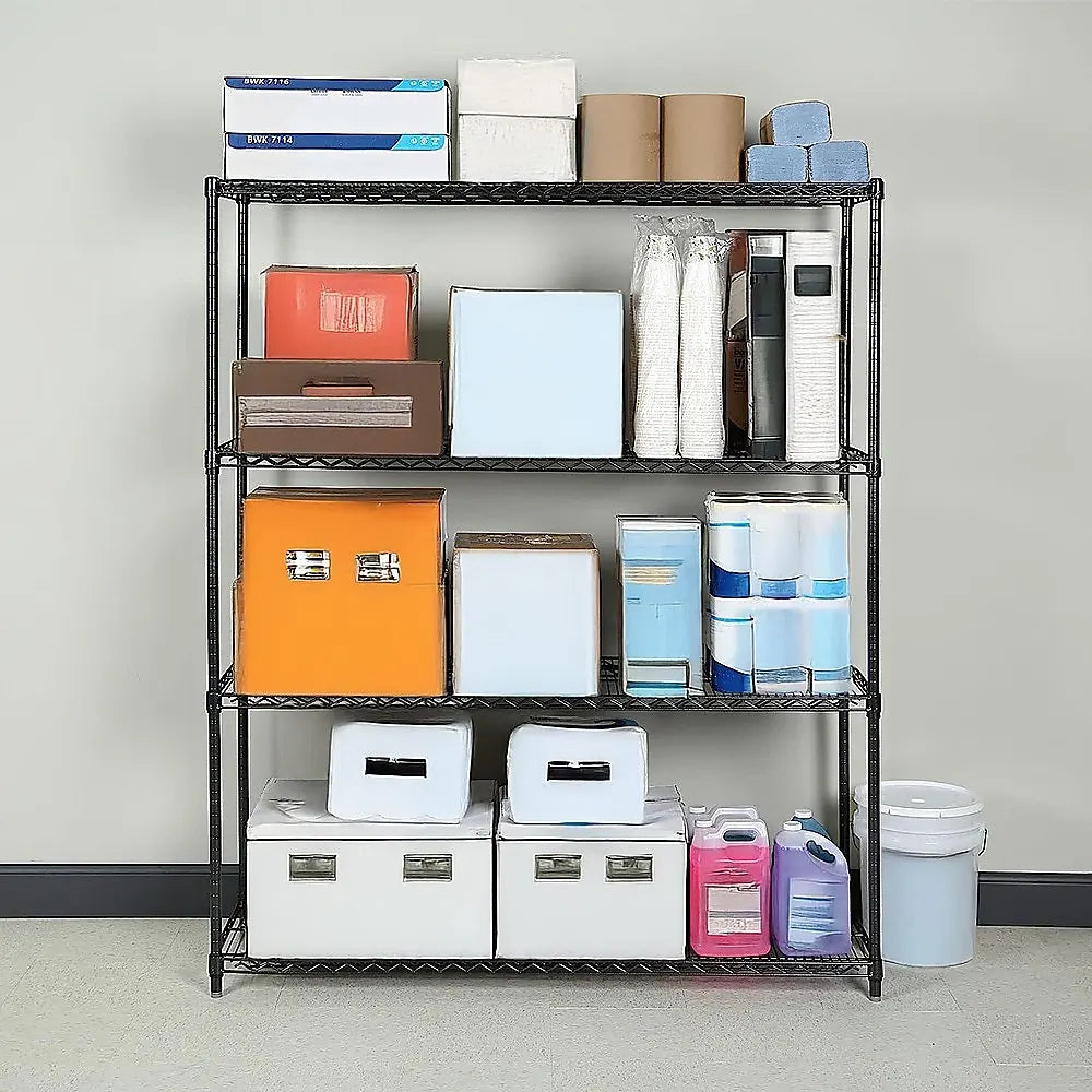 Modular Wire Storage 150x35cm Steel Shelving Black With Fixed Legs For Garage Warehouse Or Kitchen Organisation - Image 2