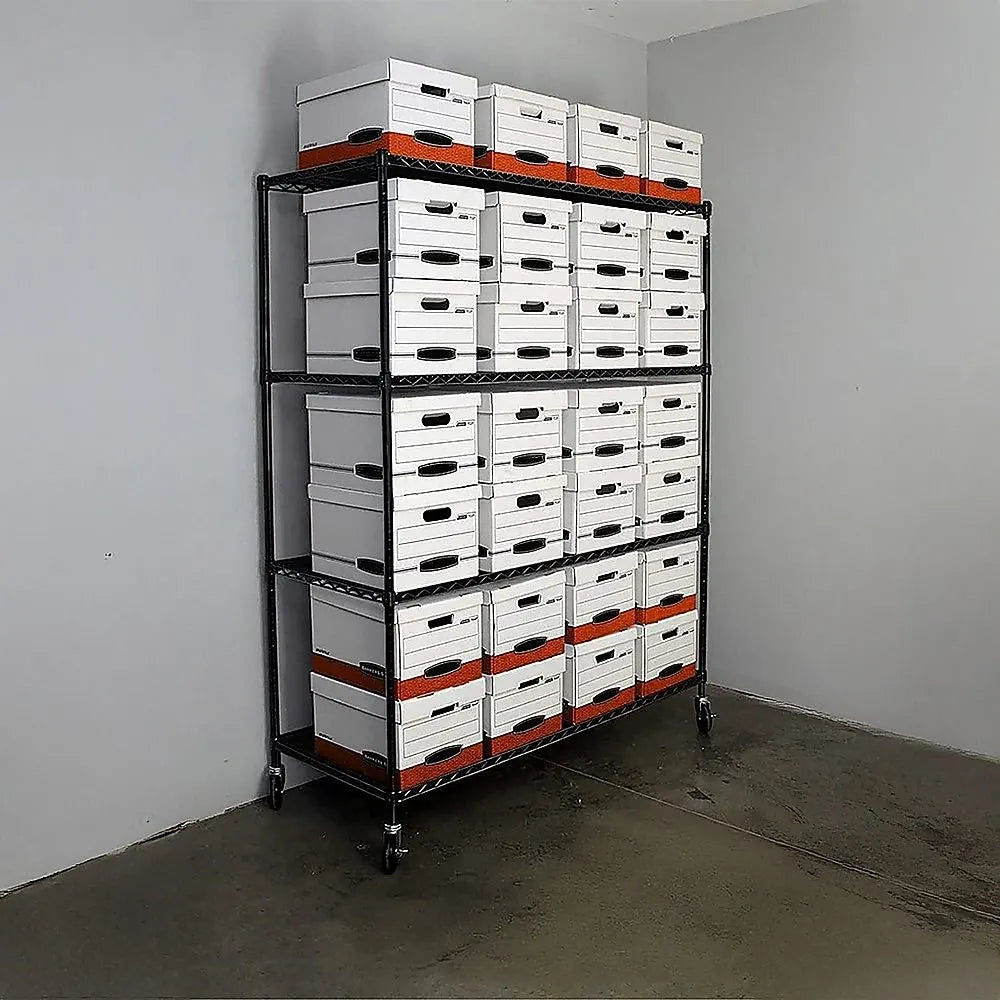 Modular Wire Storage 150x35cm Steel Shelving Black With Wheels For Garage Warehouse Or Kitchen Organisation - Image 6