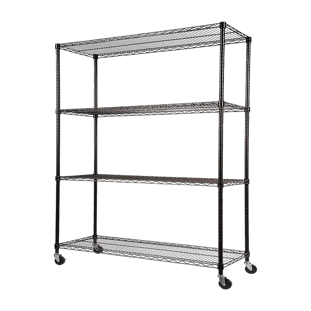 Modular Wire Storage 150x35cm Steel Shelving Black With Wheels For Garage Warehouse Or Kitchen Organisation - Image 8