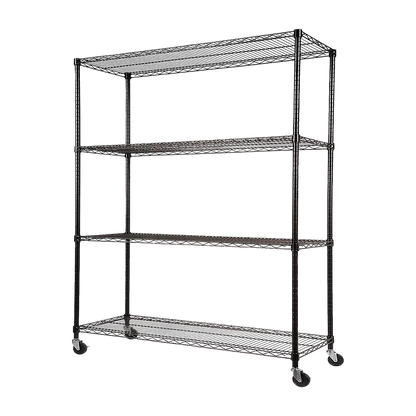 Modular Wire Storage 150x35cm Steel Shelving Black With Wheels For Garage Warehouse Or Kitchen Organisation - Image 8