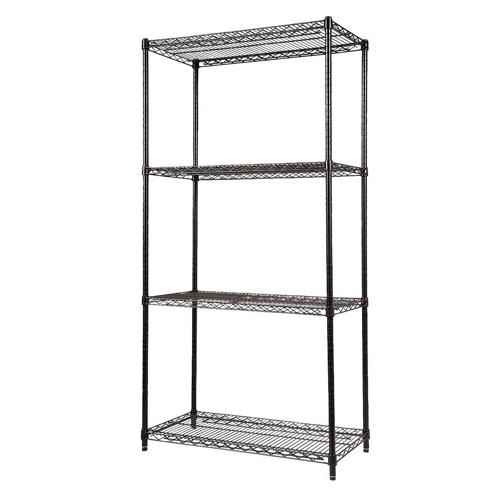 Modular Wire Storage 90x45cm Steel Shelving Black With Fixed Legs For Garage Warehouse Or Kitchen Organisation
