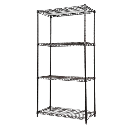 Modular Wire Storage 90x45cm Steel Shelving Black With Fixed Legs For Garage Warehouse Or Kitchen Organisation