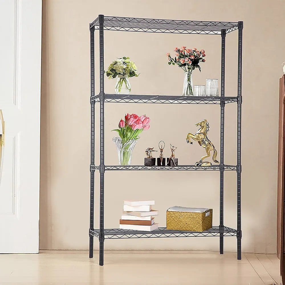 Modular Wire Storage 90x45cm Steel Shelving Black With Fixed Legs For Garage Warehouse Or Kitchen Organisation - Image 2