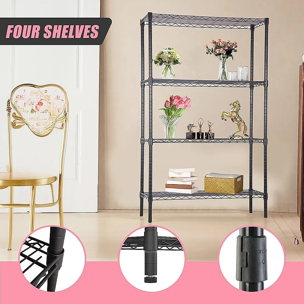 Modular Wire Storage 90x45cm Steel Shelving Black With Fixed Legs For Garage Warehouse Or Kitchen Organisation - Image 8