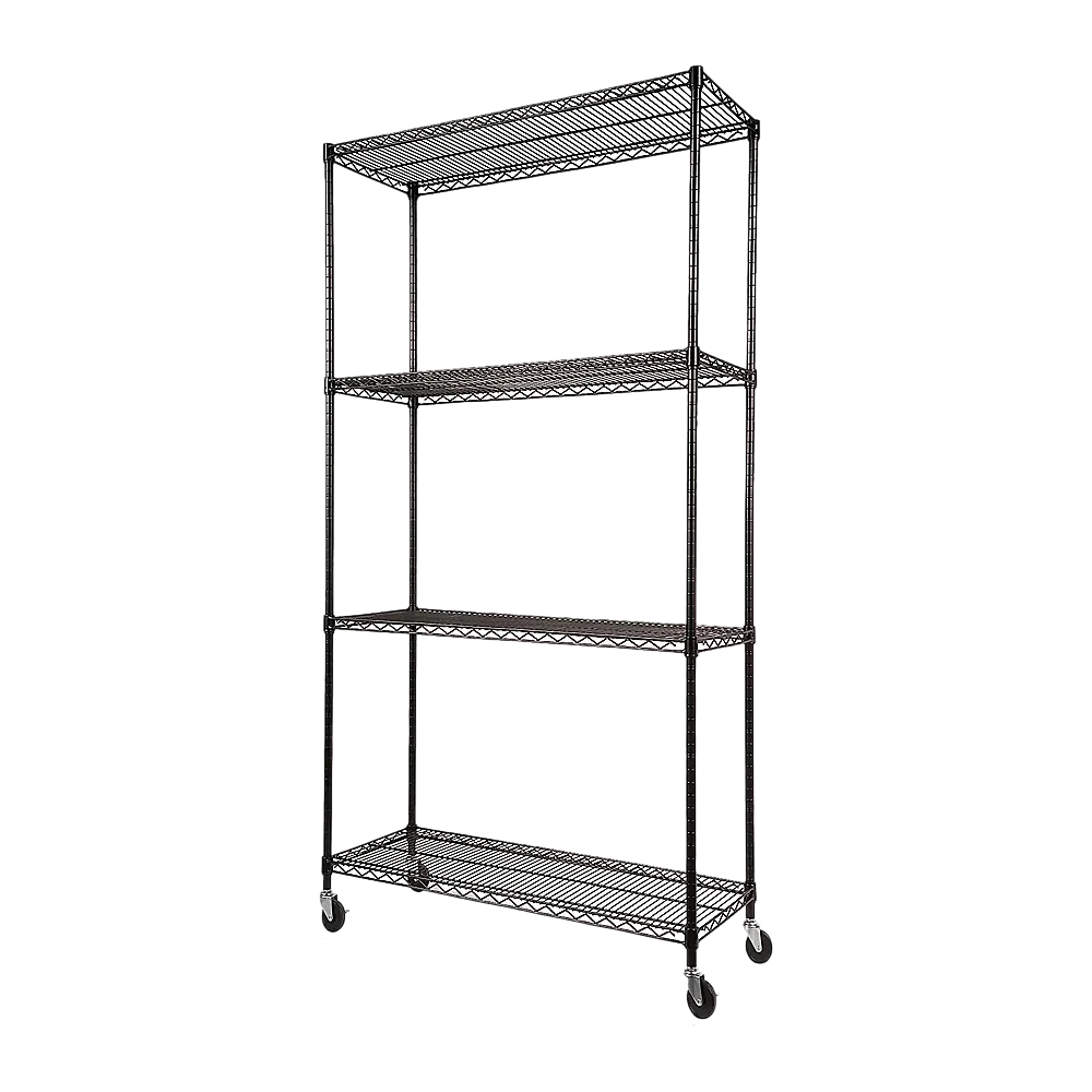 Modular Wire Storage 90x45cm Steel Shelving Black With Wheels For Garage Warehouse Or Kitchen Organisation