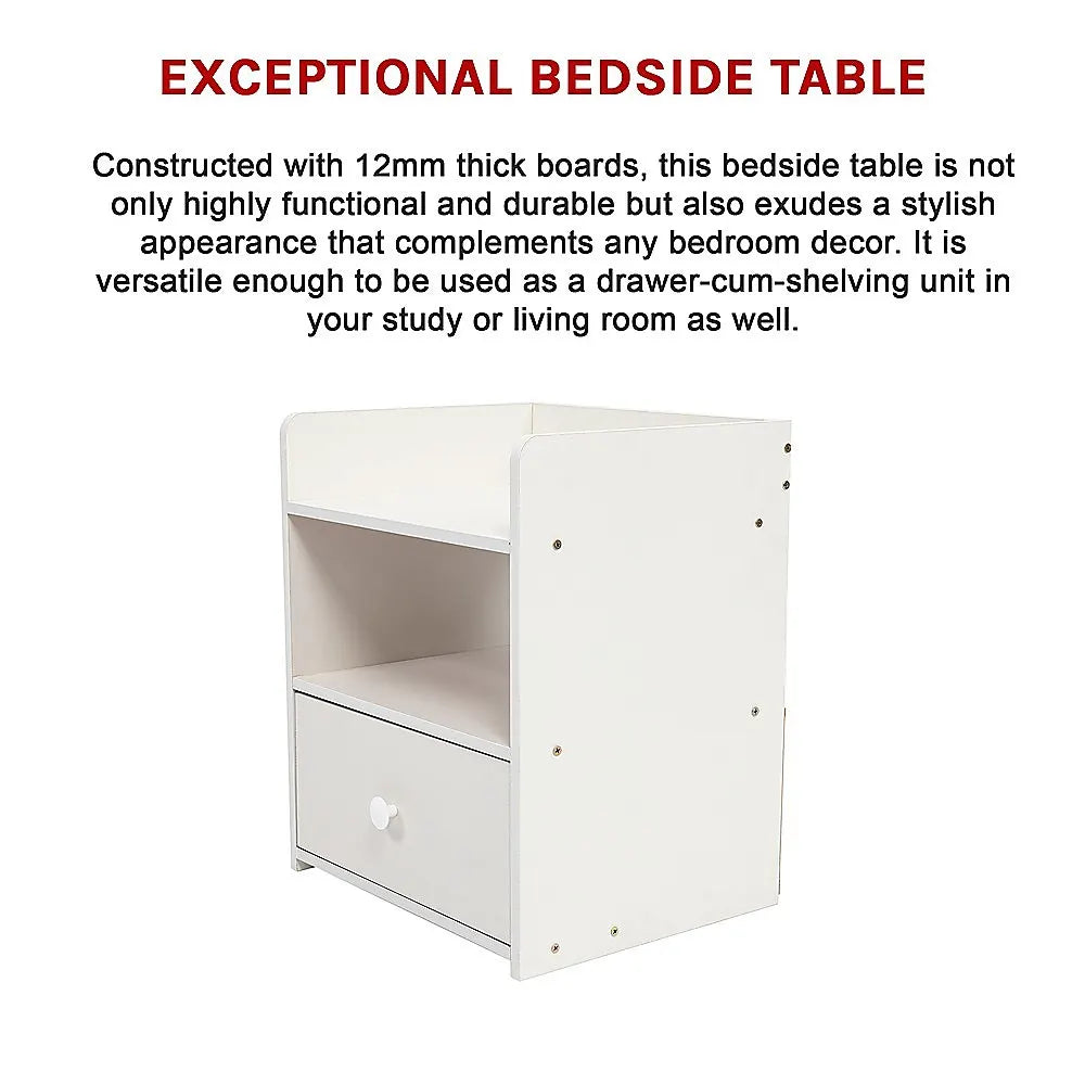 Bedside Tables Side Table Nightstand Storage Drawer Shelf Bedroom - Image 9
