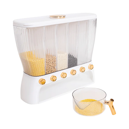 6 Grids Dispenser Storage Container Rice Cereal Beans Grain - Image 4