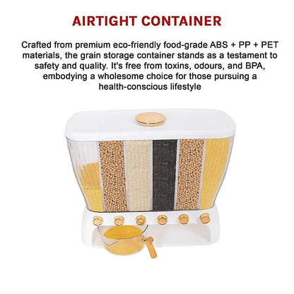 6 Grids Dispenser Storage Container Rice Cereal Beans Grain - Image 8