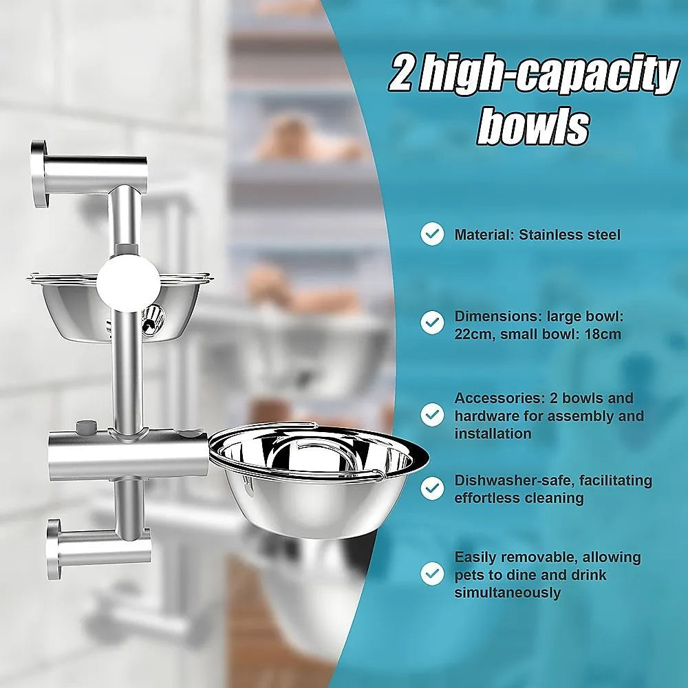 Wall Mounted Dog Bowl Adjustable Height Pet Feeder For Easy Feeding - Image 4