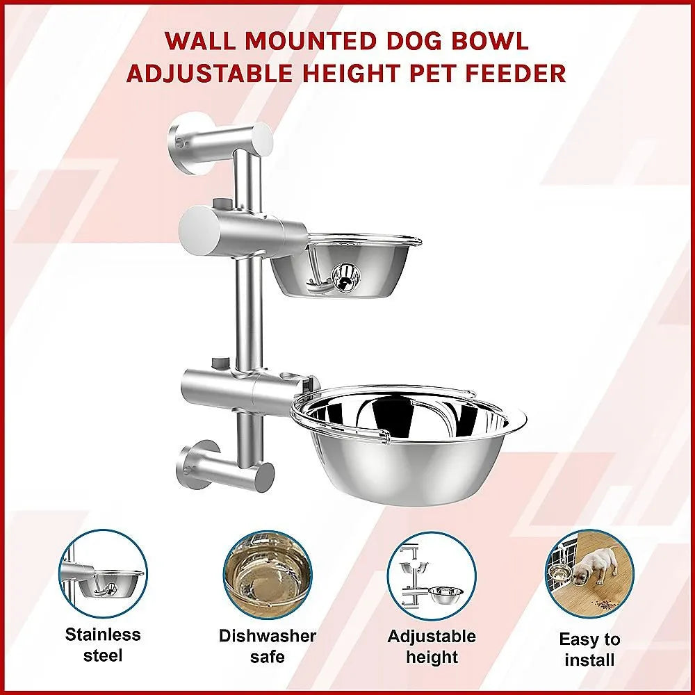 Wall Mounted Dog Bowl Adjustable Height Pet Feeder For Easy Feeding - Image 6