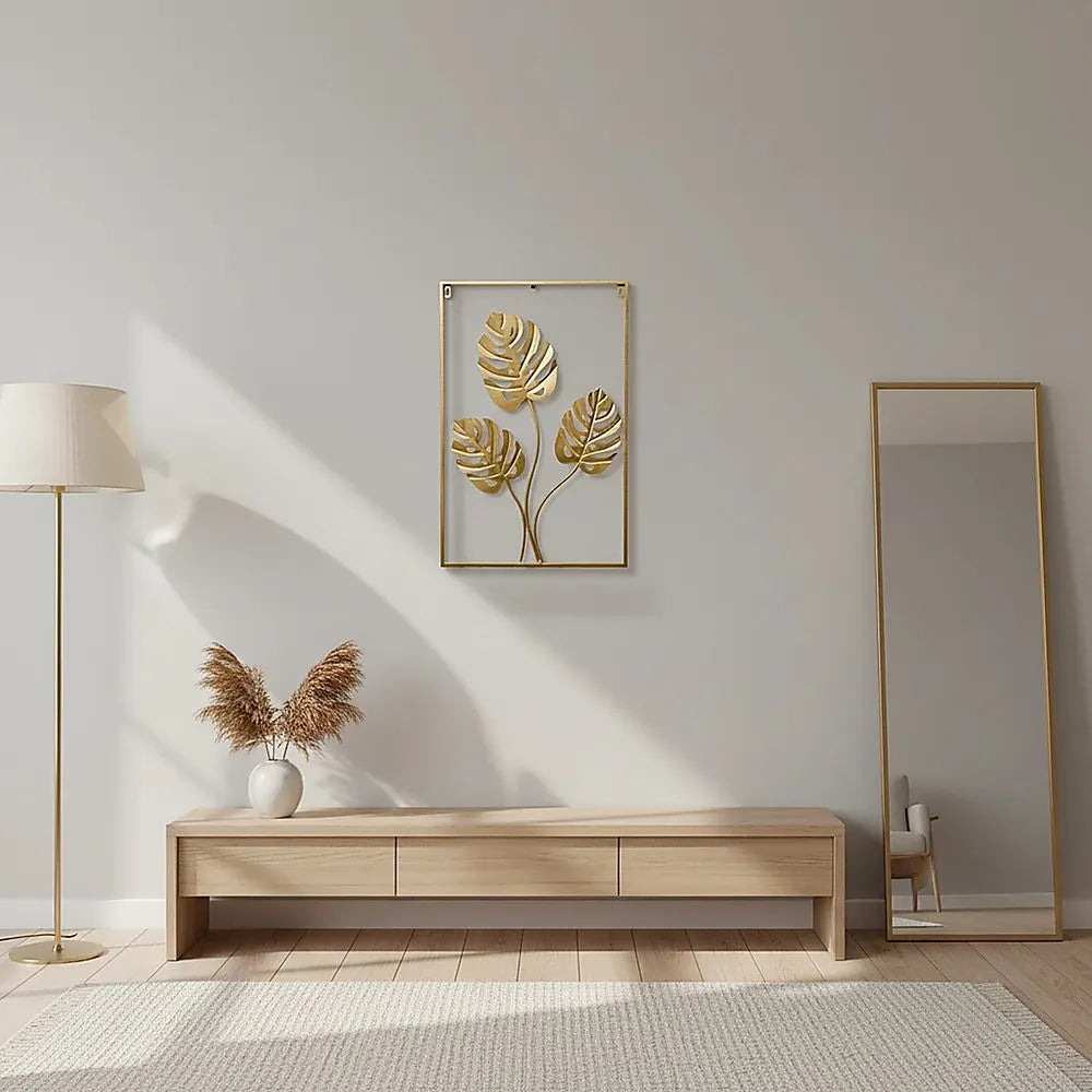 Metal Wall Picture with Leaves 40 x 60 cm Golden Decoration - Image 5