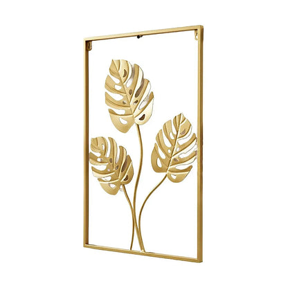 Metal Wall Picture with Leaves 40 x 60 cm Golden Decoration - Image 6