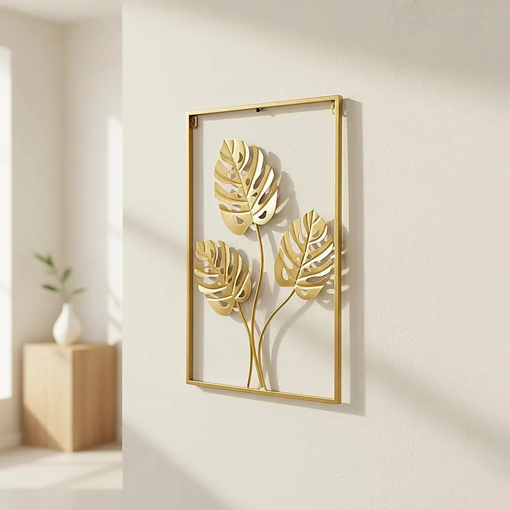 Metal Wall Picture with Leaves 40 x 60 cm Golden Decoration - Image 7