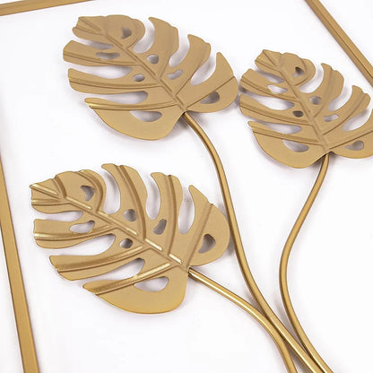 Metal Wall Picture with Leaves 40 x 60 cm Golden Decoration - Image 4