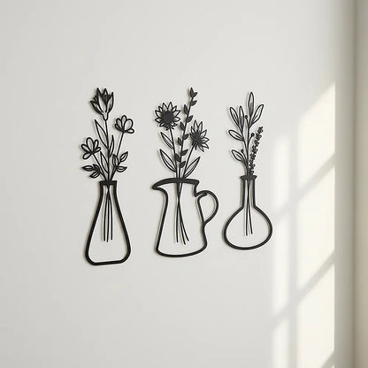 Metal Iron Flower Vase Wall Art Decoration - Image 2