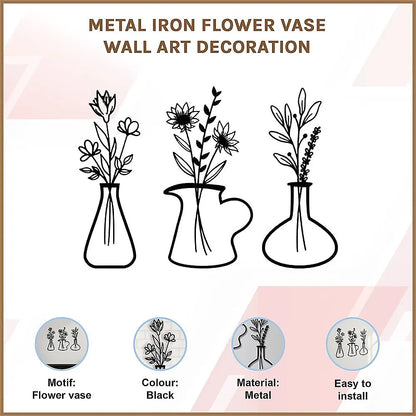 Metal Iron Flower Vase Wall Art Decoration - Image 3