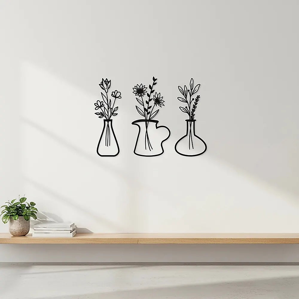 Metal Iron Flower Vase Wall Art Decoration - Image 4