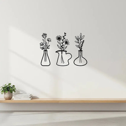 Metal Iron Flower Vase Wall Art Decoration - Image 4