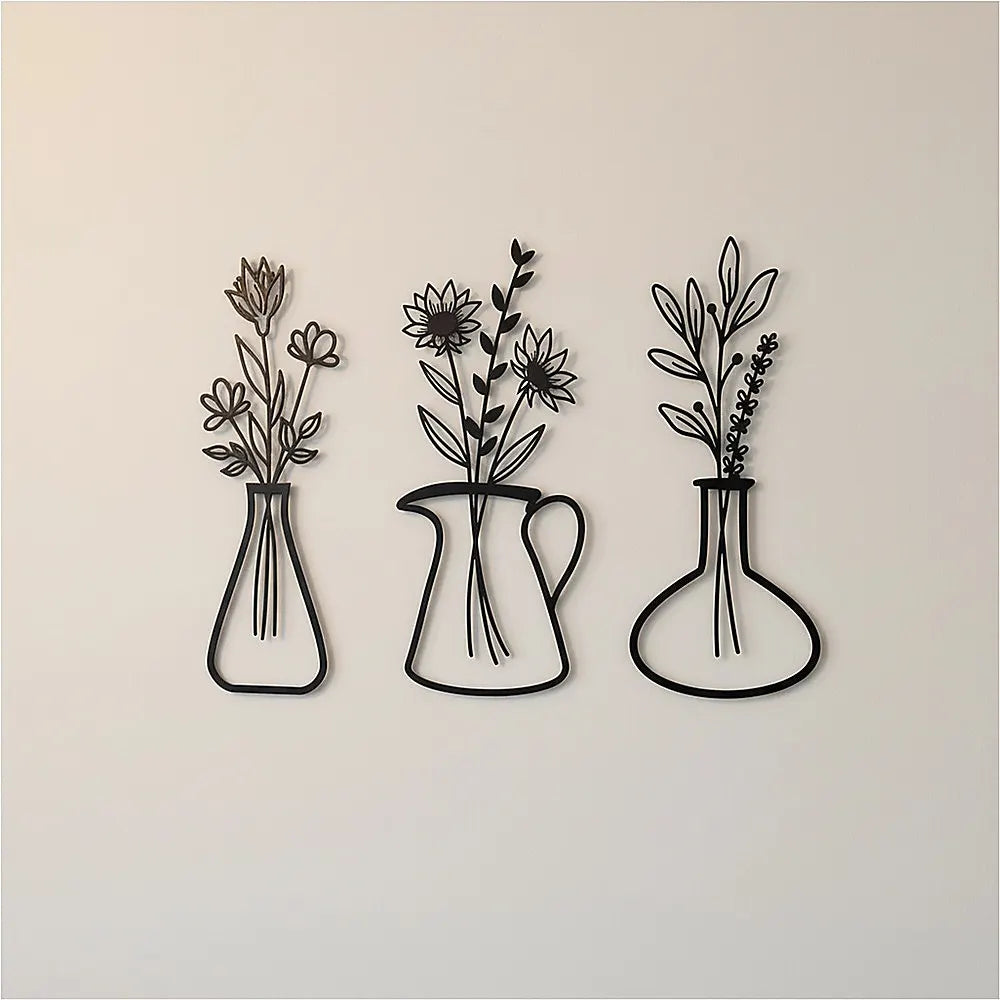 Metal Iron Flower Vase Wall Art Decoration - Image 5
