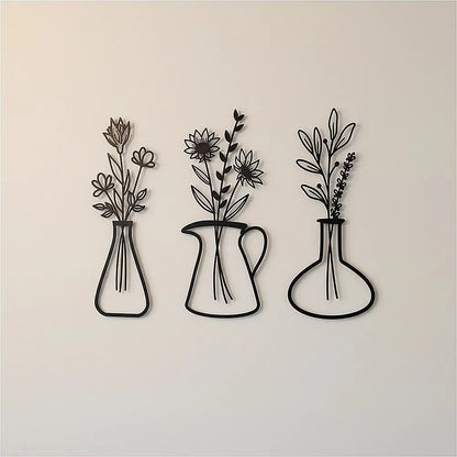 Metal Iron Flower Vase Wall Art Decoration - Image 5