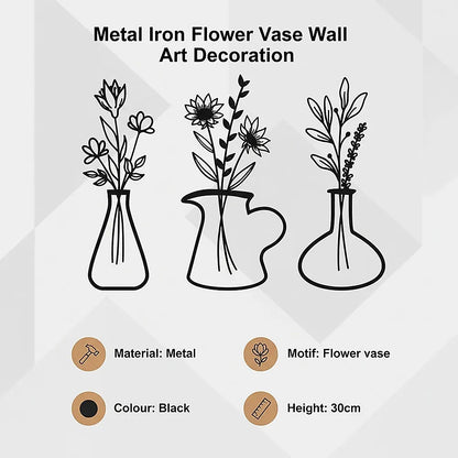Metal Iron Flower Vase Wall Art Decoration - Image 6