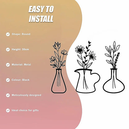 Metal Iron Flower Vase Wall Art Decoration - Image 8