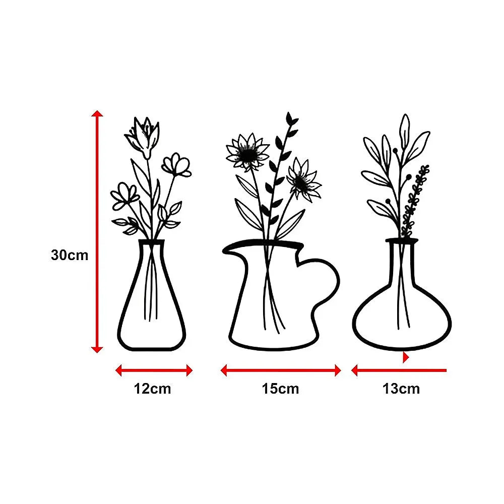 Metal Iron Flower Vase Wall Art Decoration - Image 9