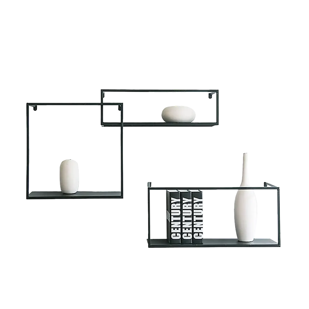 Floating Shelves Retro Industrial Ledge Black Metal Display Stand - Image 4