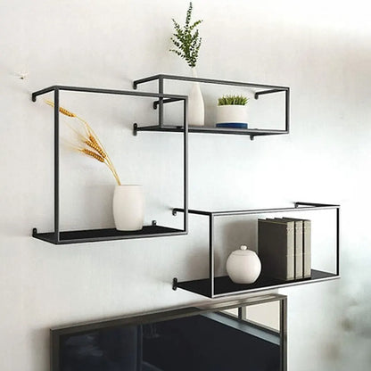 Floating Shelves Retro Industrial Ledge Black Metal Display Stand - Image 5