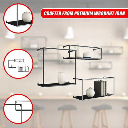 Floating Shelves Retro Industrial Ledge Black Metal Display Stand - Image 6