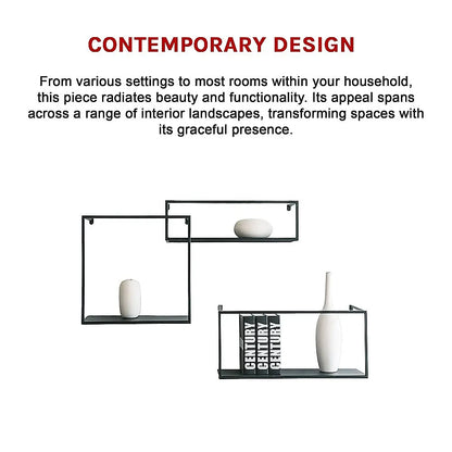 Floating Shelves Retro Industrial Ledge Black Metal Display Stand - Image 9