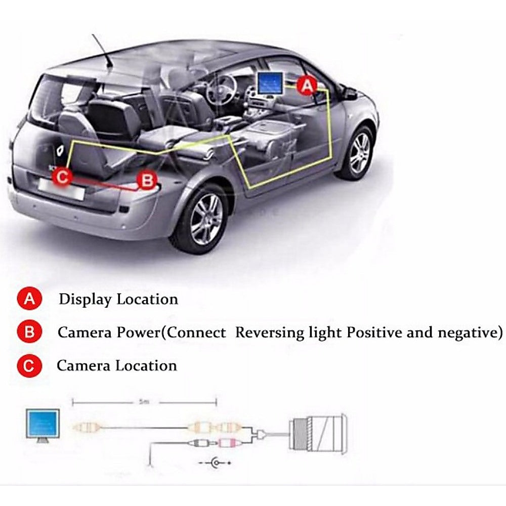 120 Degrees Camera Mirror Car Rear View Reverse Night Vision Parking System Kit - Image 2