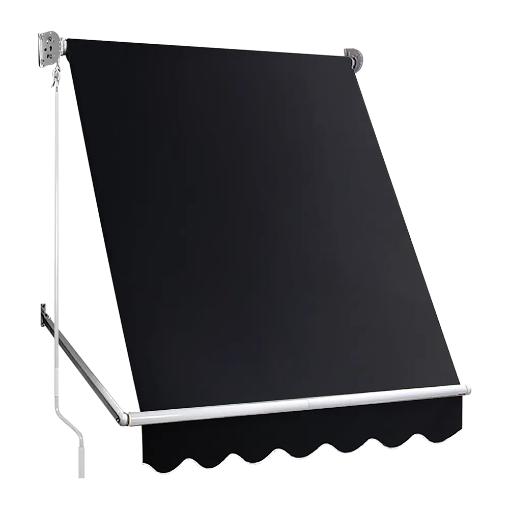 Retractable Fixed Pivot Arm Window Awning Patio Garden Blinds 2.4m x 2.1m Black