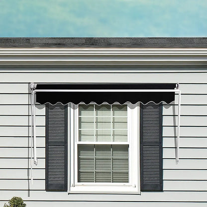 Retractable Fixed Pivot Arm Window Awning Patio Garden Blinds 2.4m x 2.1m Black - Image 5