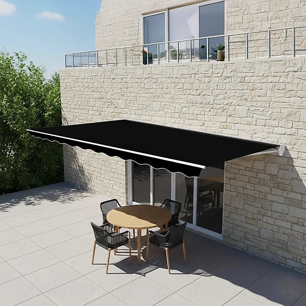 Outdoor Folding Arm Awning Retractable Sunshade Canopy Black 4.0m x 2.5m - Image 2