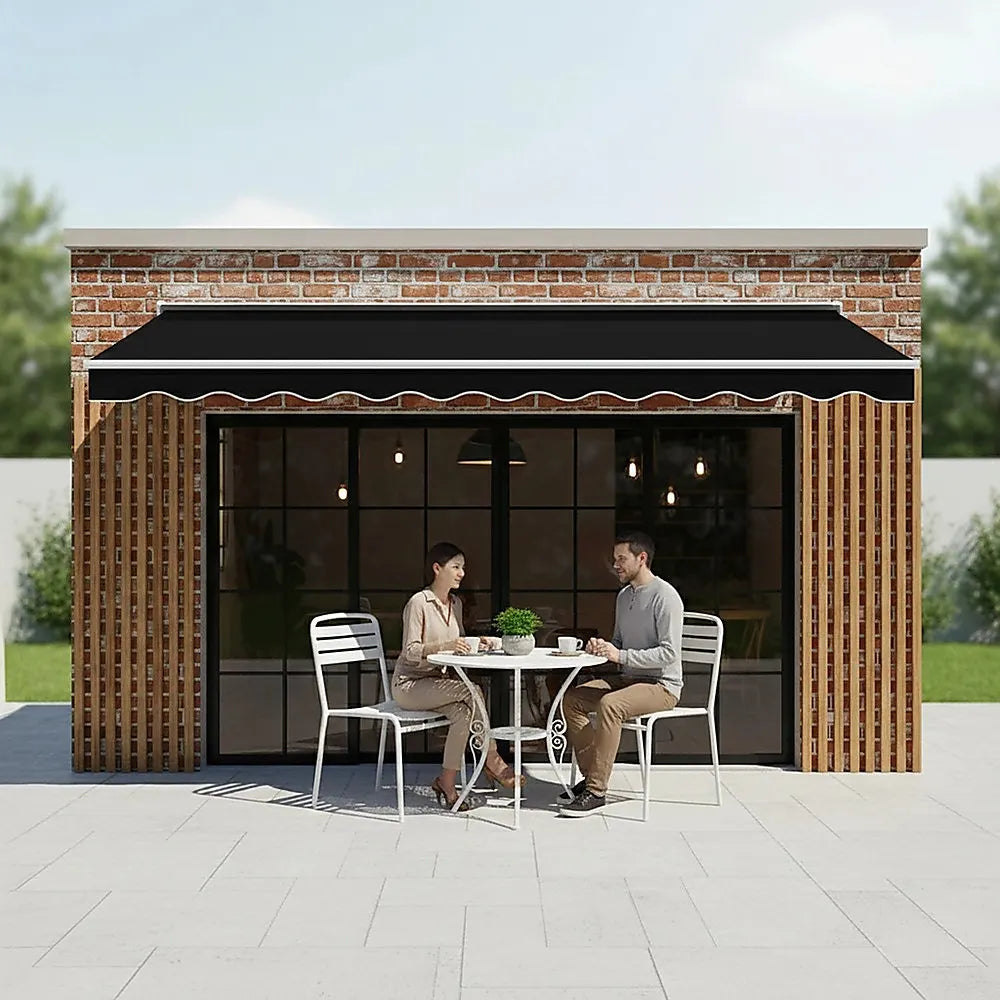 Outdoor Folding Arm Awning Retractable Sunshade Canopy Black 4.0m x 2.5m - Image 5