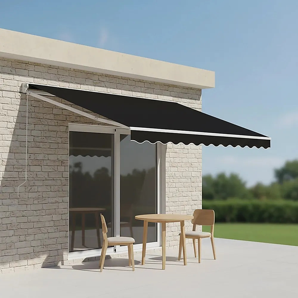 Outdoor Folding Arm Awning Retractable Sunshade Canopy Black 4.0m x 2.5m - Image 7