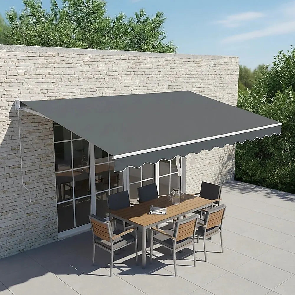 Outdoor Folding Arm Awning Retractable Sunshade Canopy Grey 5.0m x 2.5m - Image 2