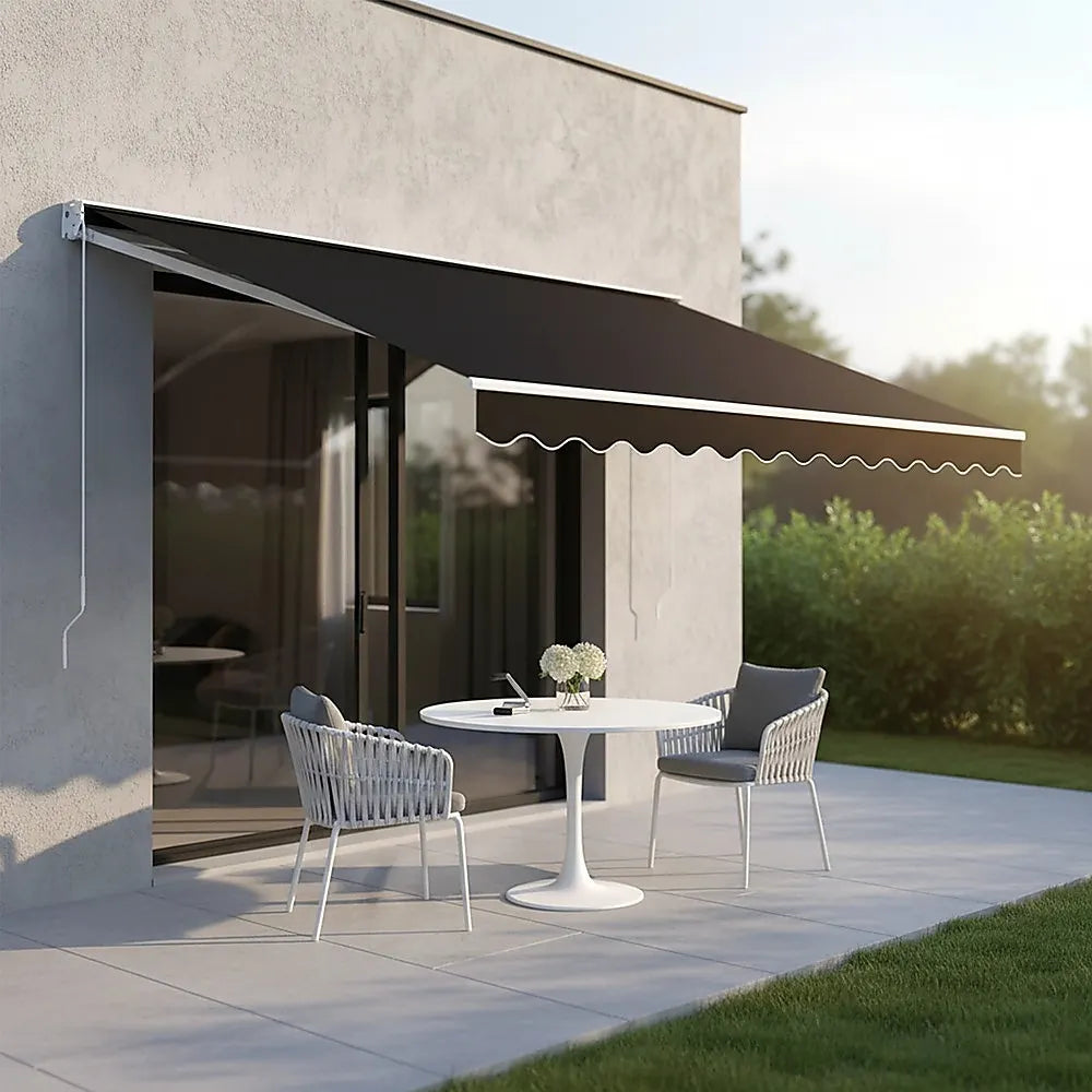 Outdoor Folding Arm Awning Retractable Sunshade Canopy Black 5.0m x 2.5m - Image 2