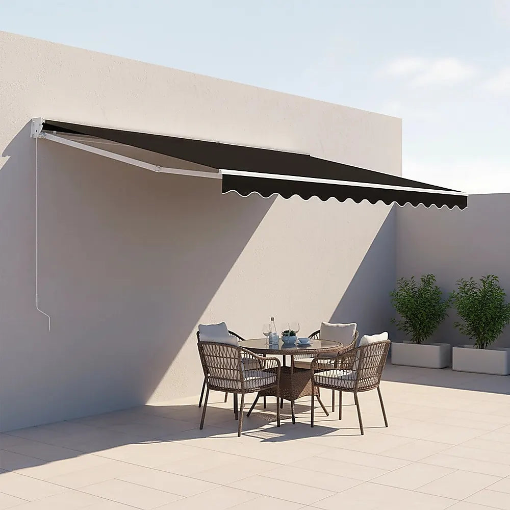 Outdoor Folding Arm Awning Retractable Sunshade Canopy Black 5.0m x 2.5m - Image 7
