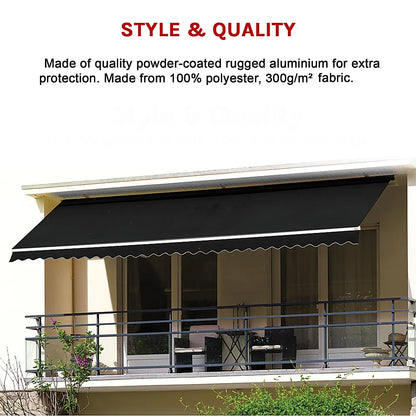 Outdoor Folding Arm Awning Retractable Sunshade Canopy Black 5.0m x 2.5m - Image 9