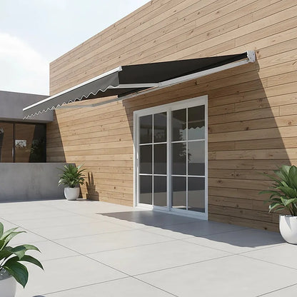 Motorised Outdoor Folding Arm Awning Retractable Sunshade Canopy Black 5.0m x 2.5m - Image 2