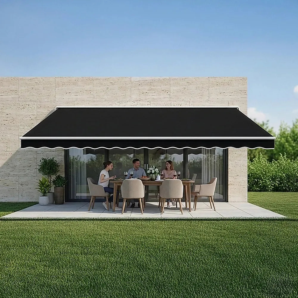 Motorised Outdoor Folding Arm Awning Retractable Sunshade Canopy Black 5.0m x 2.5m - Image 5