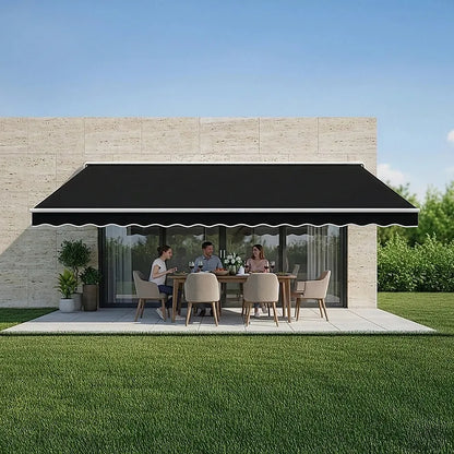 Motorised Outdoor Folding Arm Awning Retractable Sunshade Canopy Black 5.0m x 2.5m - Image 5