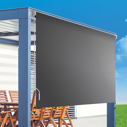 Retractable Straight Drop Roll Down Awning Garden Patio Screen 2.1X2.5M - Image 2